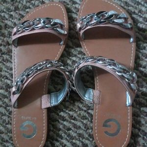 GUESS Silver Chain Flat Sandal